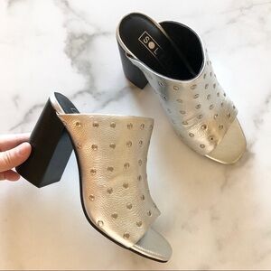 Sol Sana Charlotte Silver Stud Mule Square Sandal